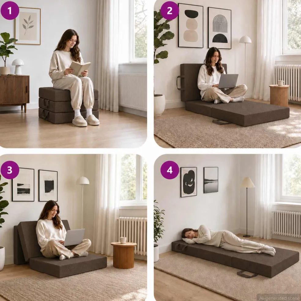 vidaXL Vouwbare Bankbed 75 x 63 x 45 cm Taupe