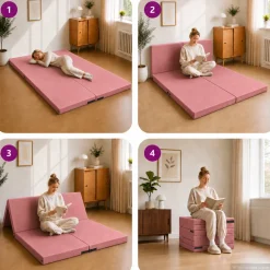 vidaXL Vouwbare Bankbed 140 x 67 x 15 cm Roze