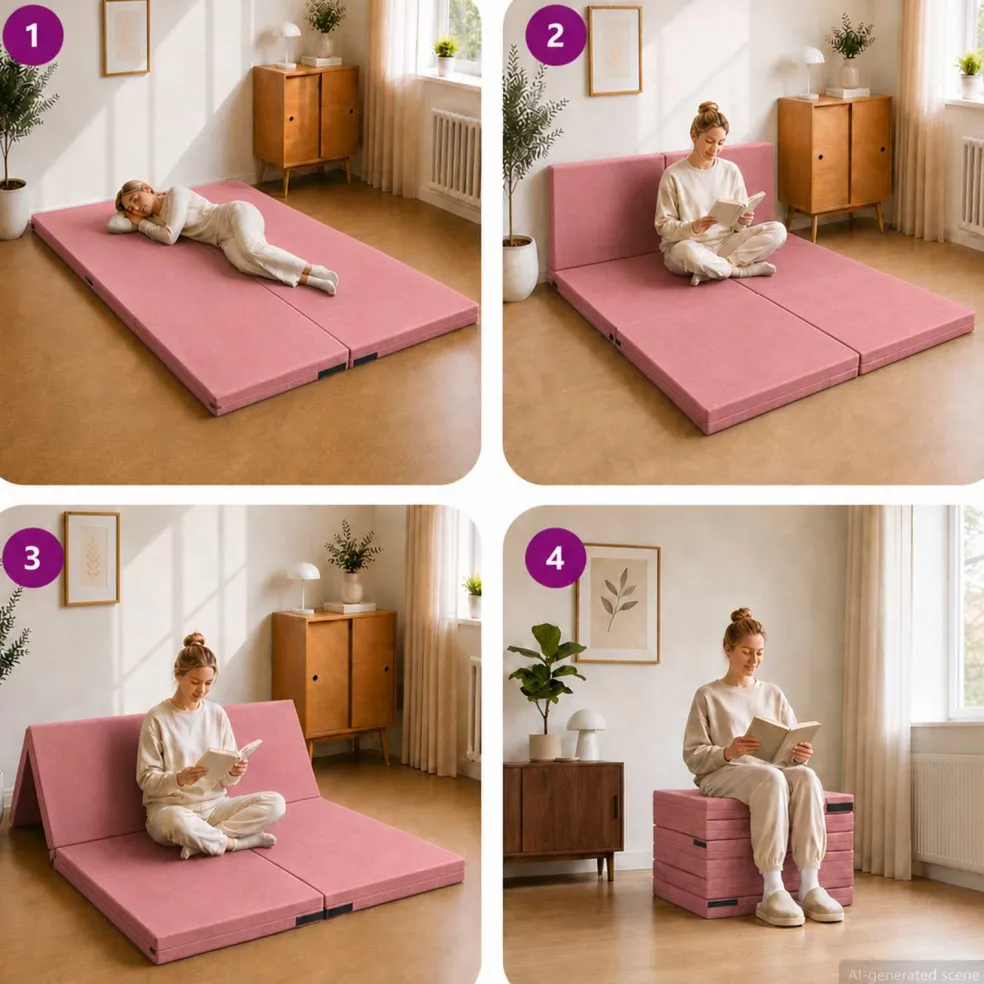 vidaXL Vouwbare Bankbed 140 x 67 x 15 cm Roze