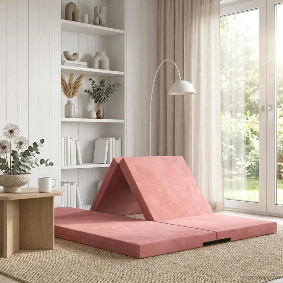 vidaXL Vouwbare Bankbed 140 x 67 x 15 cm Roze