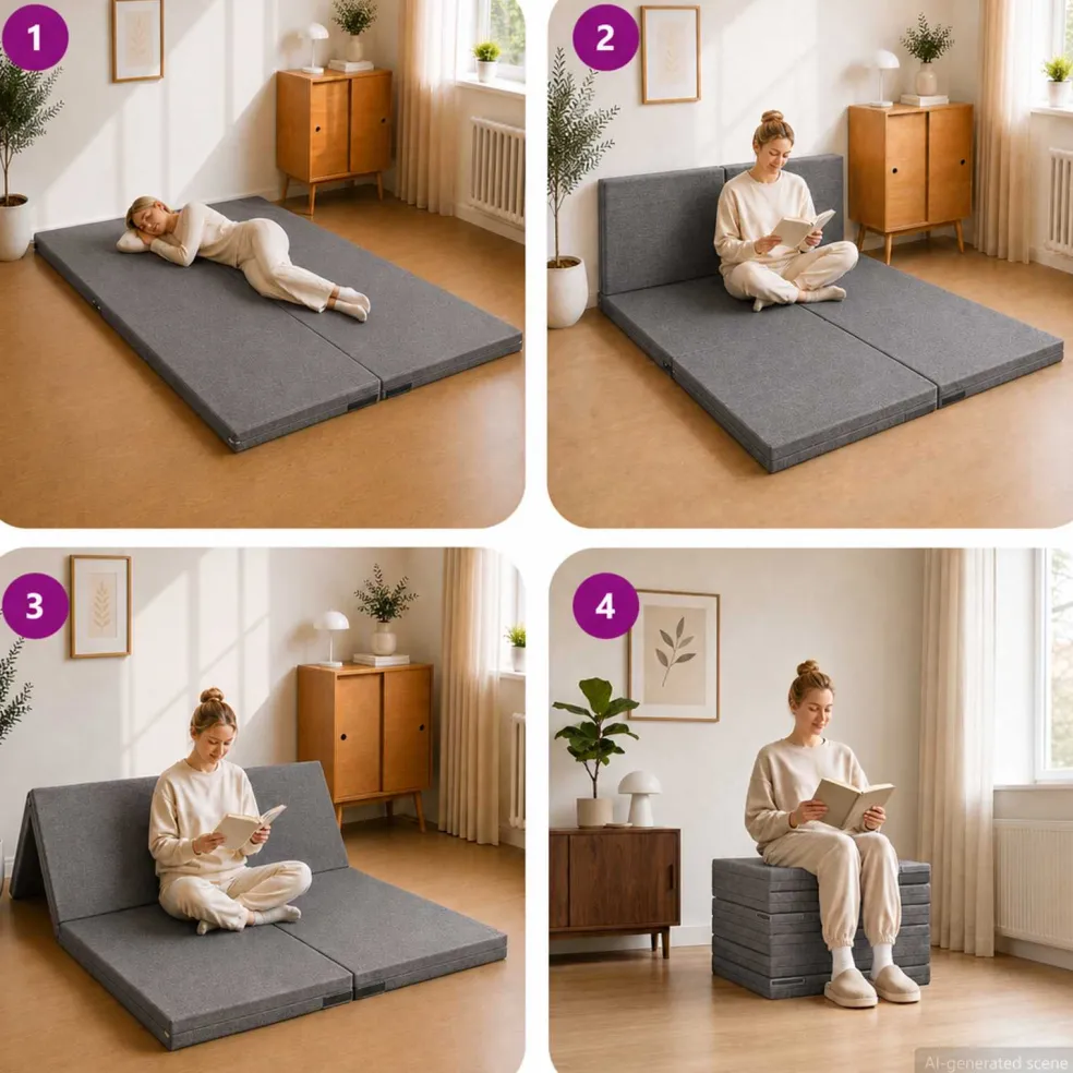 vidaXL Vouwbare Bankbed 140 x 67 x 15 cm Lichtgrijs