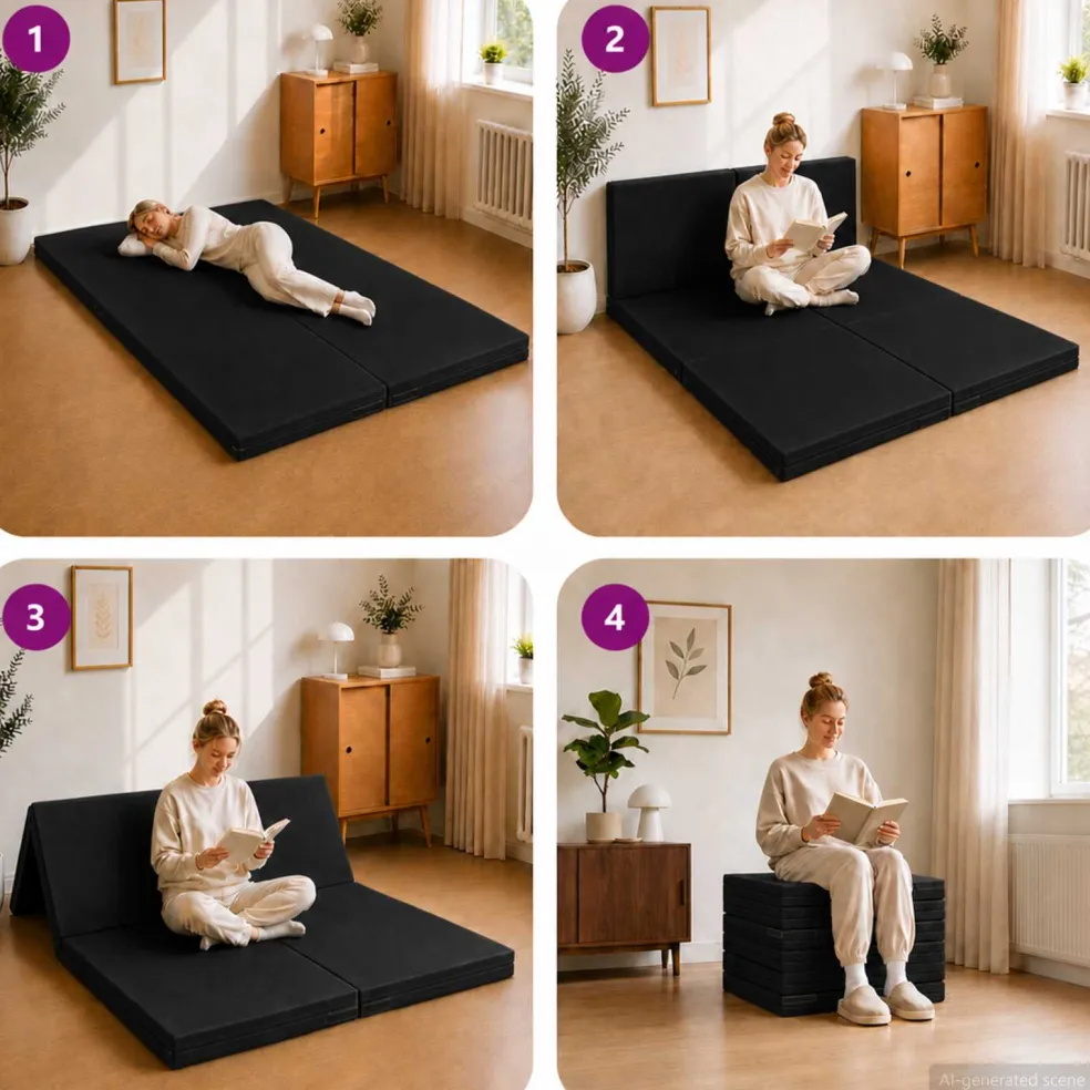 vidaXL Vouwbare Bankbed 140 x 67 x 15 cm Zwart