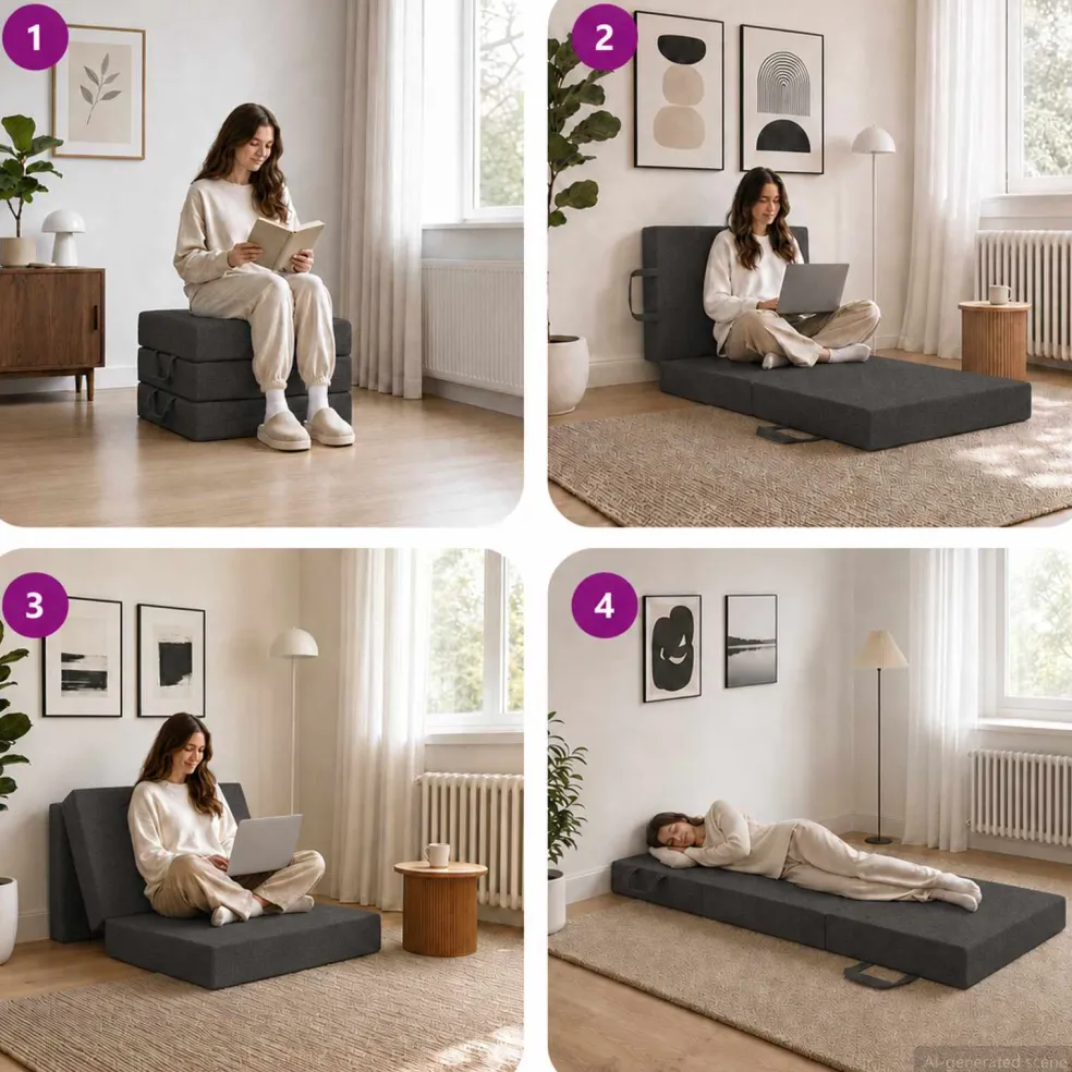 vidaXL Vouwbare Bankbed 75 x 63 x 45 cm Donkergrijs