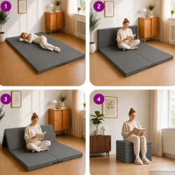 vidaXL Vouwbare Bankbed 140 x 67 x 15 cm Donkergrijs