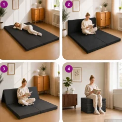 vidaXL Vouwbare Bankbed 140 x 67 x 15 cm Donkergrijs