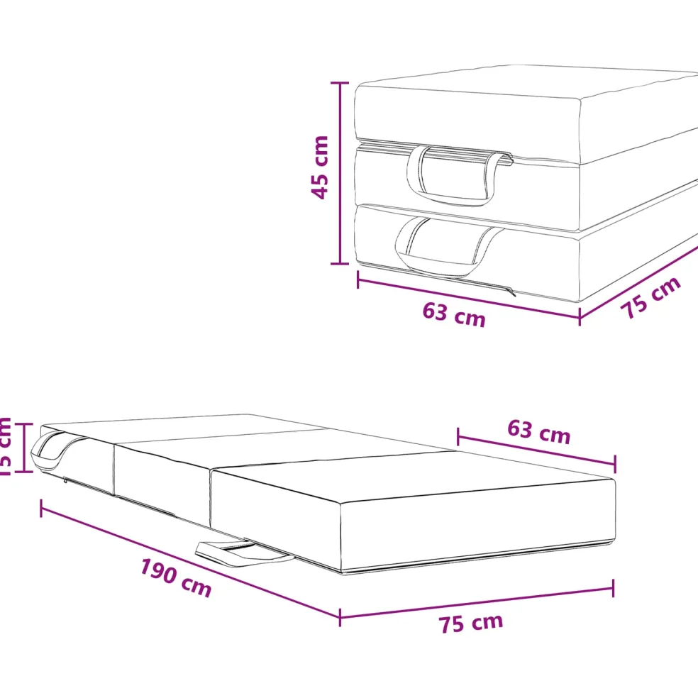 vidaXL Vouwbare Bankbed 75 x 63 x 45 cm Lichtgrijs