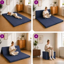 vidaXL Vouwbare Bankbed 140 x 67 x 15 cm Blauw