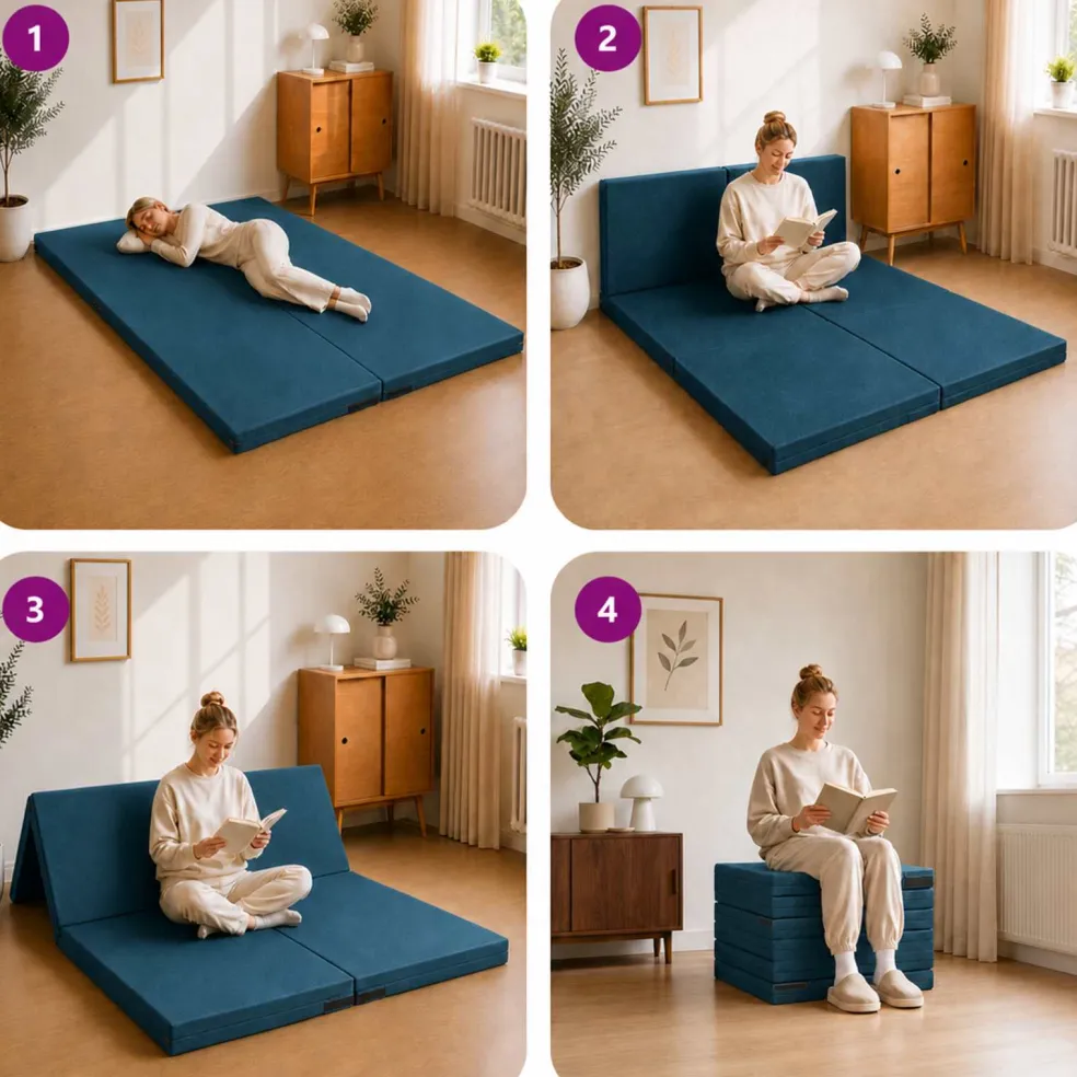 vidaXL Vouwbare Bankbed 140 x 67 x 15 cm Blauw