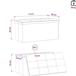 vidaXL Vouwbare Opbergbank Wit 180 kg 80 L 77 x 38 x 38 cm Linnen