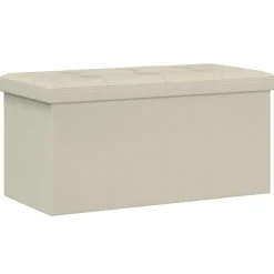 vidaXL Vouwbare Opbergbank Wit 180 kg 80 L 77 x 38 x 38 cm Linnen