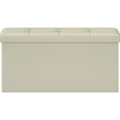 vidaXL Vouwbare Opbergbank Wit 180 kg 80 L 77 x 38 x 38 cm Linnen