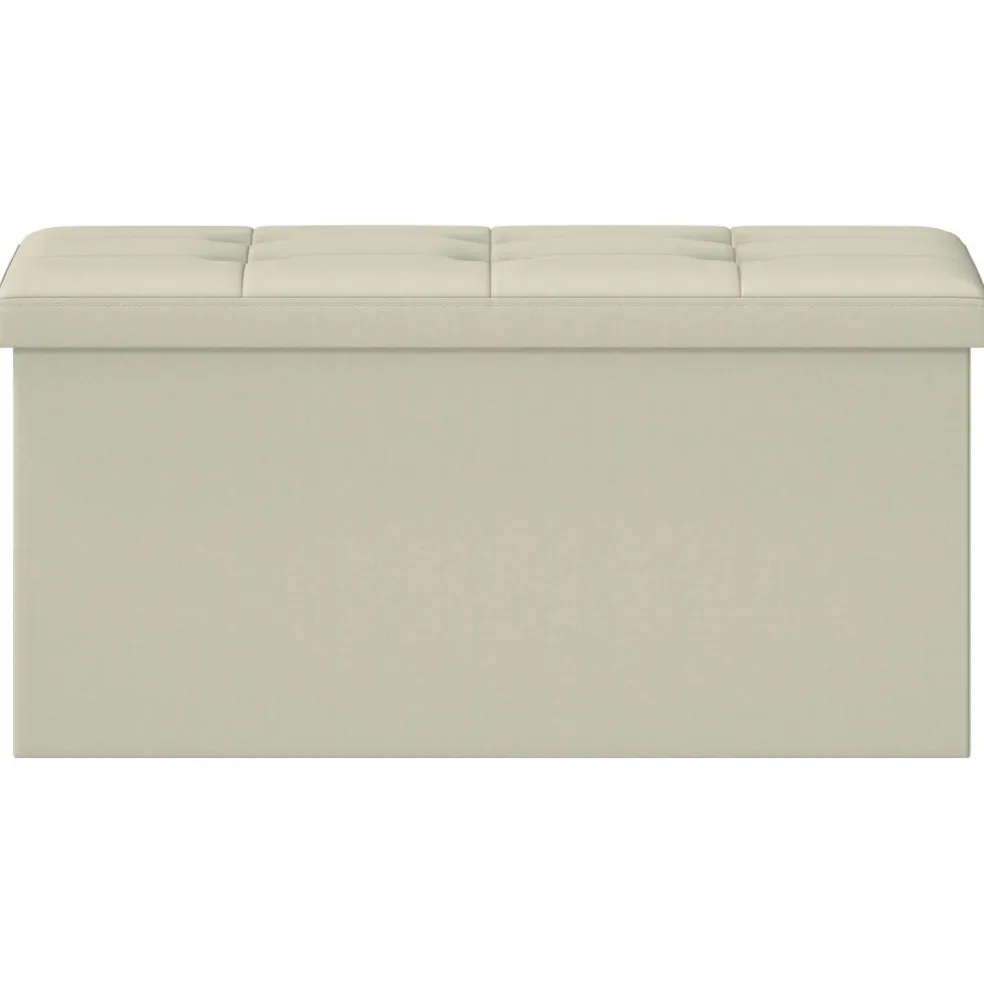 vidaXL Vouwbare Opbergbank Wit 180 kg 80 L 77 x 38 x 38 cm Linnen