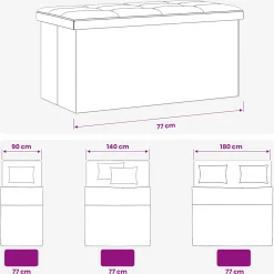 vidaXL Vouwbare Opbergbank Wit 180 kg 80 L 77 x 38 x 38 cm Linnen