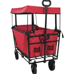 vidaXL Vouwbare winkelwagentje met remmen Rood 105 x 56,5 x 116 cm