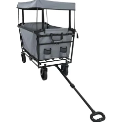vidaXL Vouwbare winkelwagentje met remmen Grijs 105 x 56,5 x 116 cm
