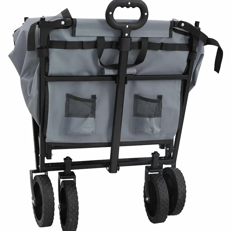 vidaXL Vouwbare winkelwagentje met remmen Grijs 105 x 56,5 x 116 cm
