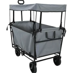 vidaXL Vouwbare winkelwagentje met remmen Grijs 105 x 56,5 x 116 cm
