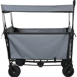 vidaXL Vouwbare winkelwagentje met remmen Grijs 105 x 56,5 x 116 cm