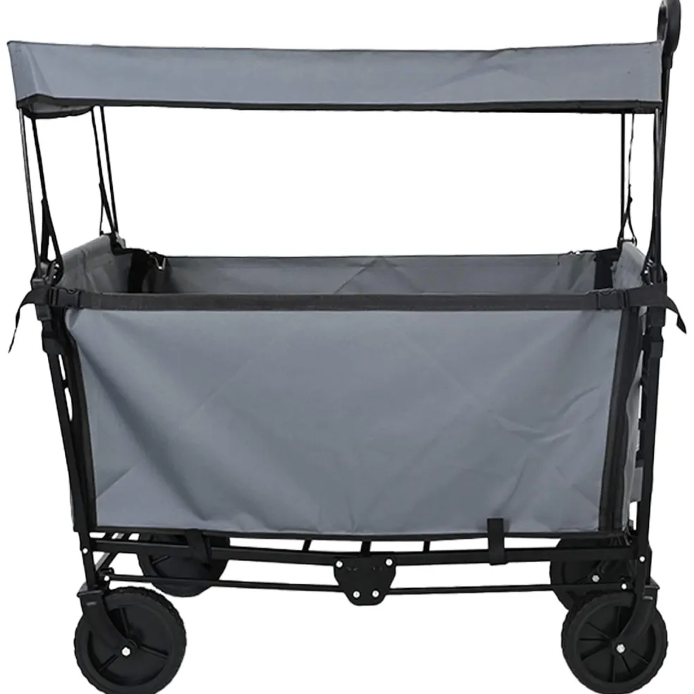 vidaXL Vouwbare winkelwagentje met remmen Grijs 105 x 56,5 x 116 cm