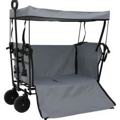 vidaXL Vouwbare winkelwagentje met remmen Grijs 105 x 56,5 x 116 cm