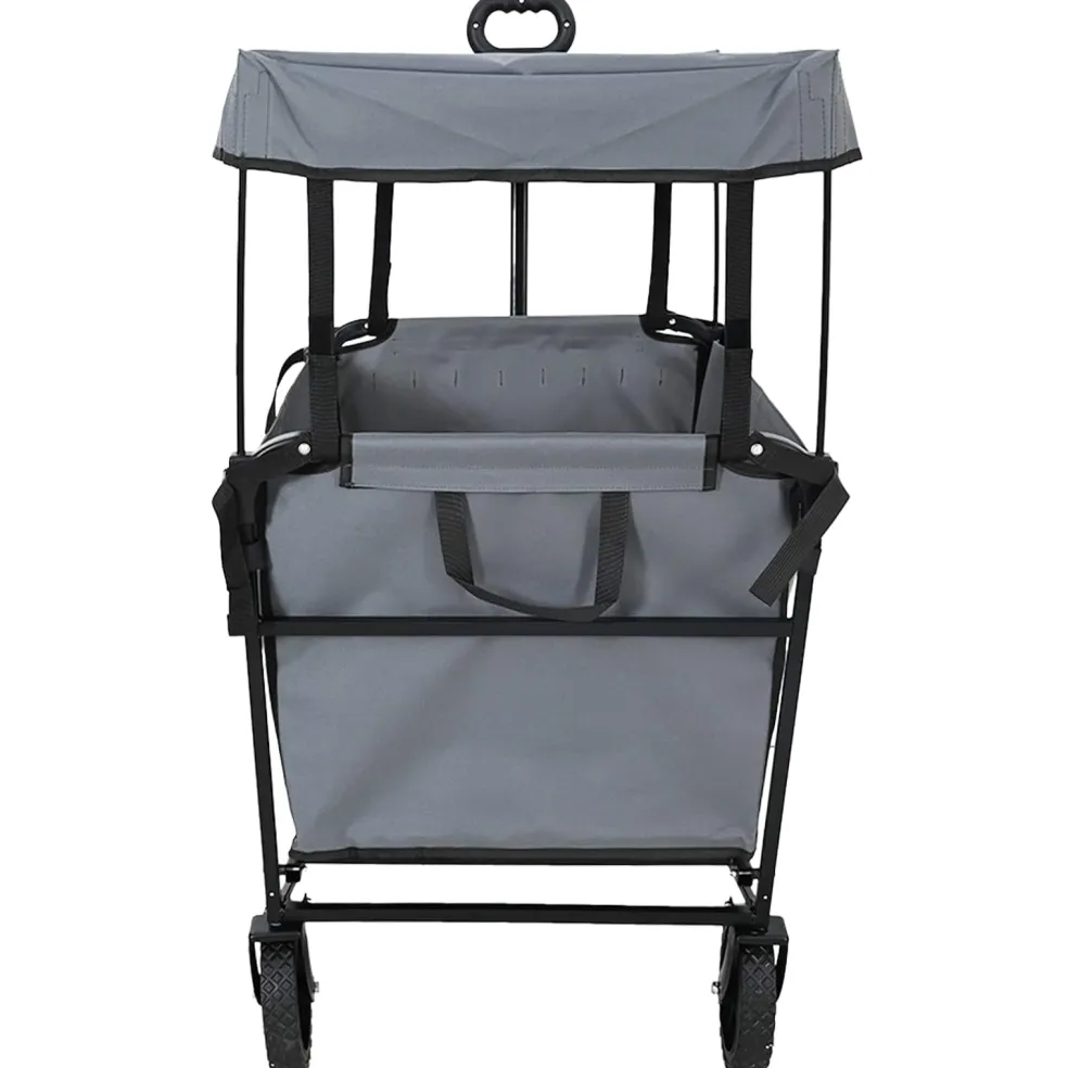 vidaXL Vouwbare winkelwagentje met remmen Grijs 105 x 56,5 x 116 cm