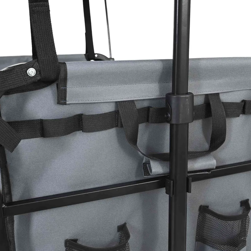 vidaXL Vouwbare winkelwagentje met remmen Grijs 105 x 56,5 x 116 cm