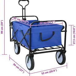vidaXL Vouwbare winkelwagentje met remmen Blauw 94 x 53 x 99 cm