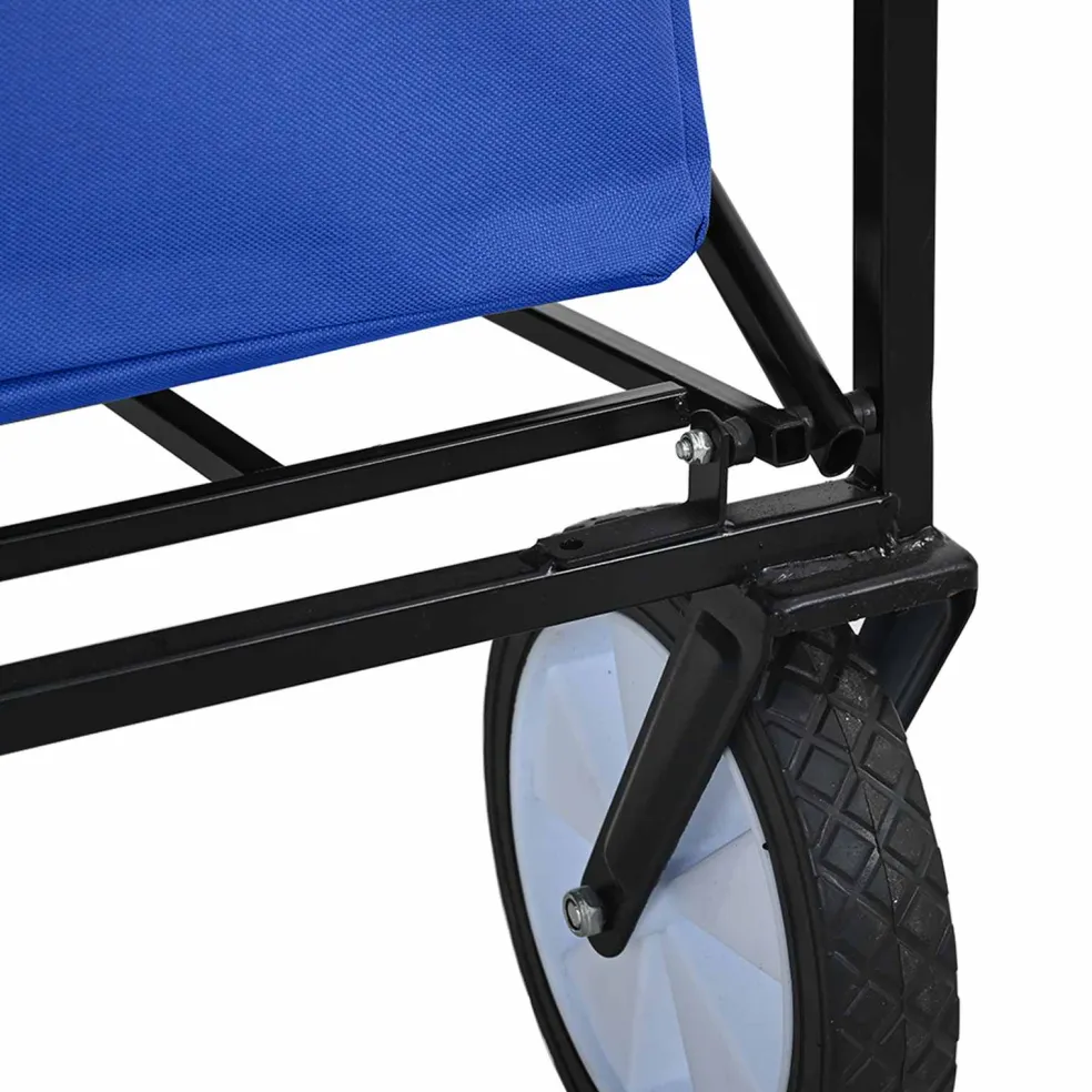 vidaXL Vouwbare winkelwagentje met remmen Blauw 94 x 53 x 99 cm