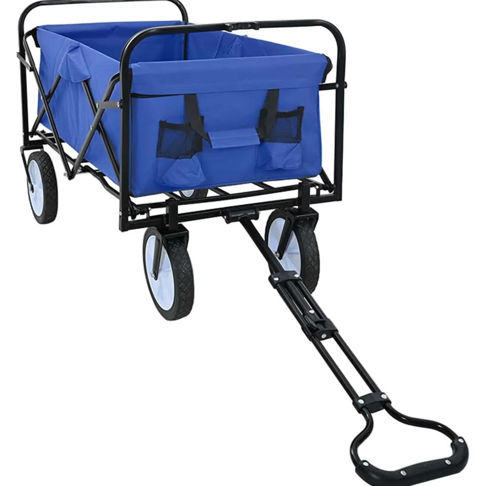 vidaXL Vouwbare winkelwagentje met remmen Blauw 94 x 53 x 99 cm