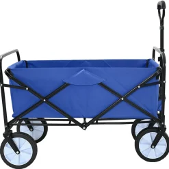 vidaXL Vouwbare winkelwagentje met remmen Blauw 94 x 53 x 99 cm