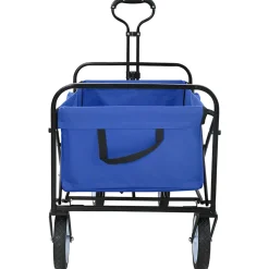 vidaXL Vouwbare winkelwagentje met remmen Blauw 94 x 53 x 99 cm