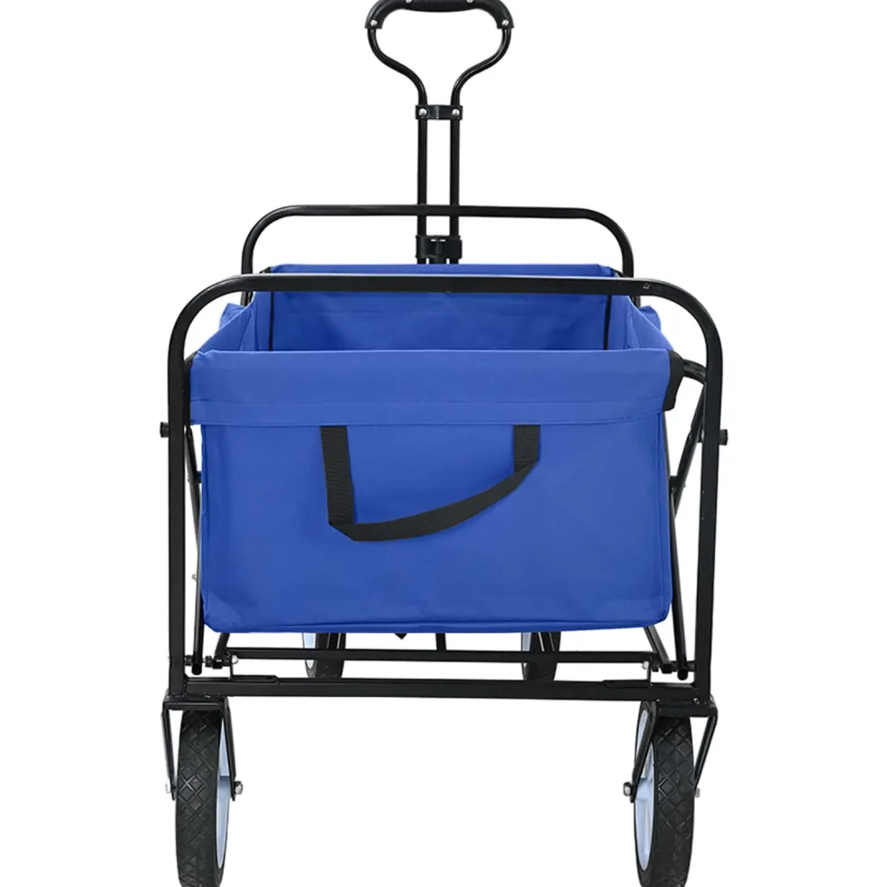 vidaXL Vouwbare winkelwagentje met remmen Blauw 94 x 53 x 99 cm
