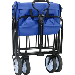 vidaXL Vouwbare winkelwagentje met remmen Blauw 94 x 53 x 99 cm