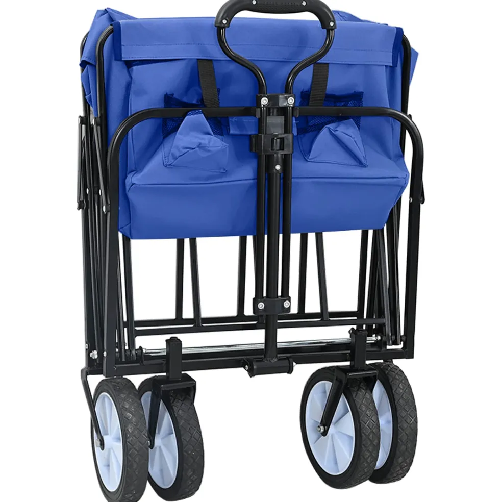 vidaXL Vouwbare winkelwagentje met remmen Blauw 94 x 53 x 99 cm