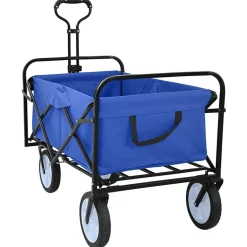 vidaXL Vouwbare winkelwagentje met remmen Blauw 94 x 53 x 99 cm