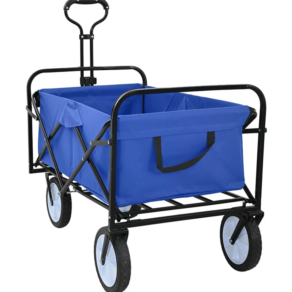 vidaXL Vouwbare winkelwagentje met remmen Blauw 94 x 53 x 99 cm