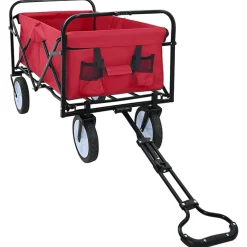 vidaXL Vouwbare winkelwagentje met remmen Rood 94 x 53 x 99 cm