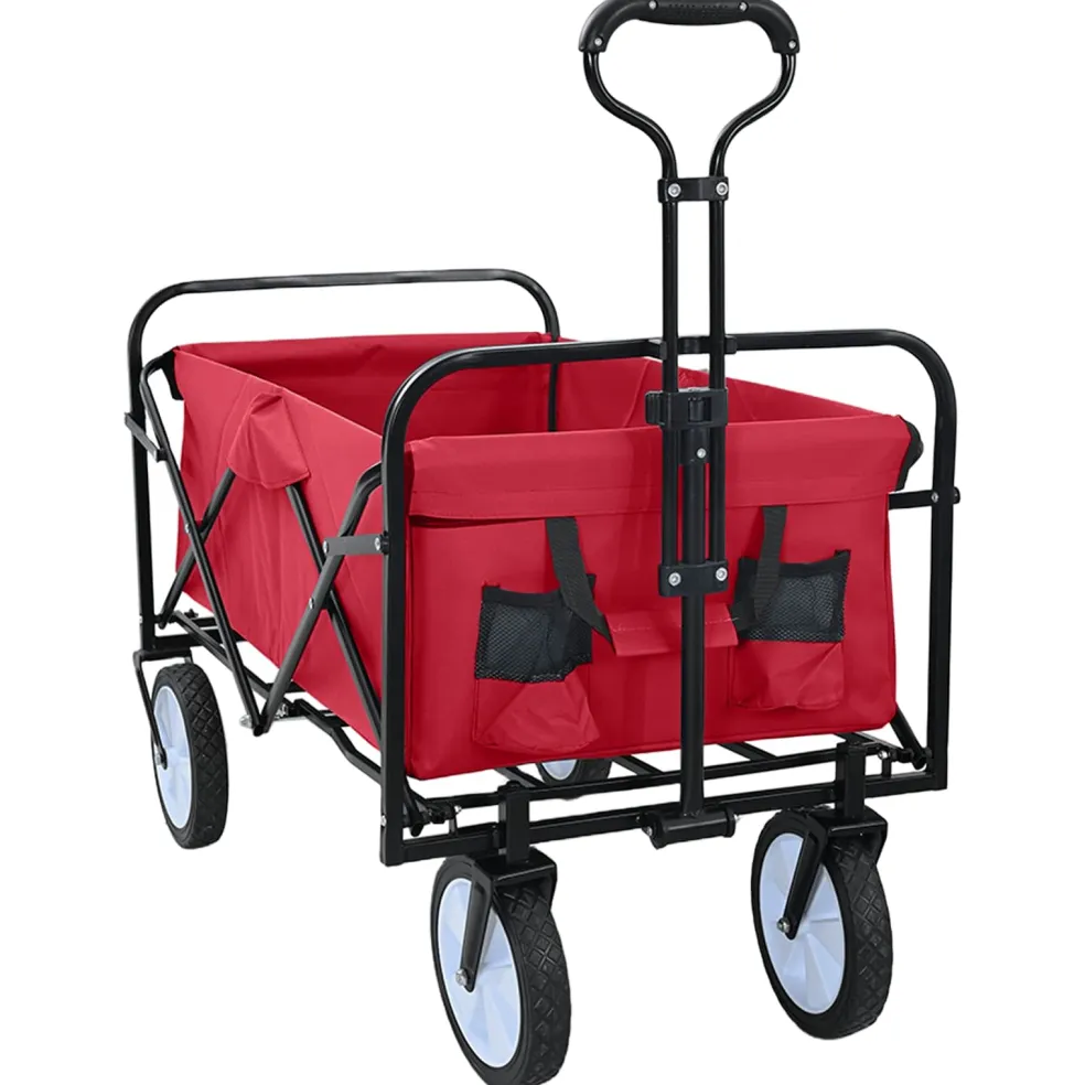 vidaXL Vouwbare winkelwagentje met remmen Rood 94 x 53 x 99 cm