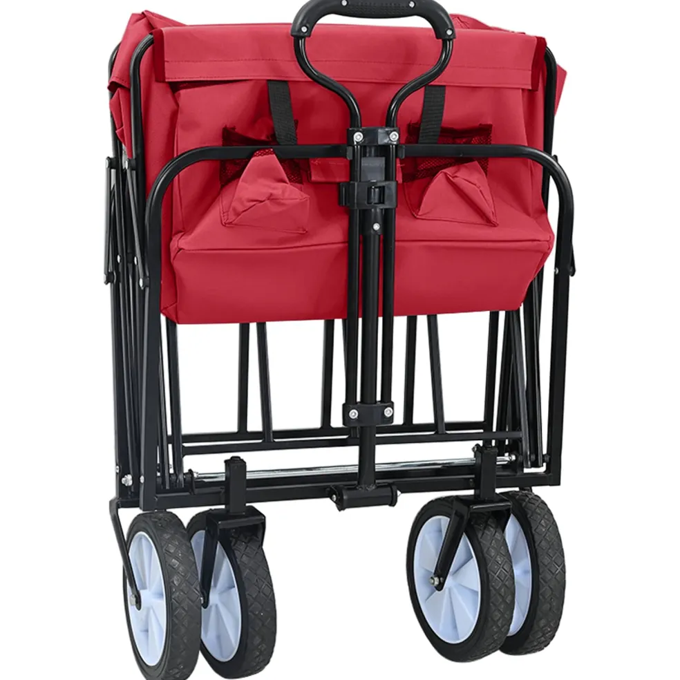 vidaXL Vouwbare winkelwagentje met remmen Rood 94 x 53 x 99 cm