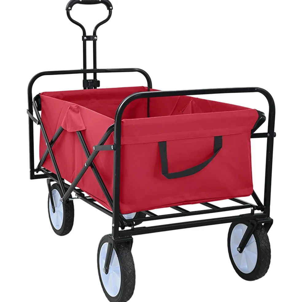 vidaXL Vouwbare winkelwagentje met remmen Rood 94 x 53 x 99 cm