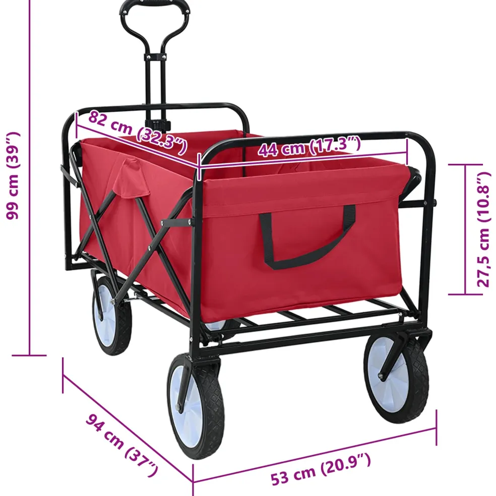 vidaXL Vouwbare winkelwagentje met remmen Rood 94 x 53 x 99 cm