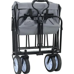 vidaXL Vouwbare winkelwagentje met remmen Grijs 94 x 53 x 99 cm