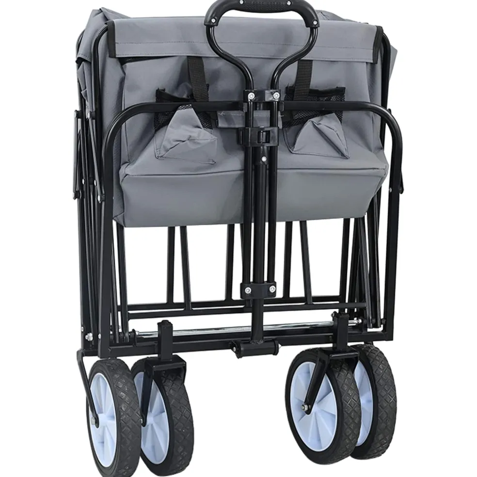 vidaXL Vouwbare winkelwagentje met remmen Grijs 94 x 53 x 99 cm