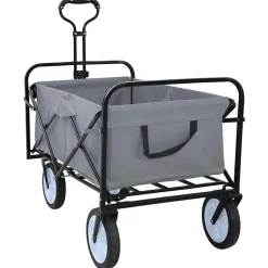 vidaXL Vouwbare winkelwagentje met remmen Grijs 94 x 53 x 99 cm