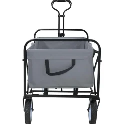 vidaXL Vouwbare winkelwagentje met remmen Grijs 94 x 53 x 99 cm