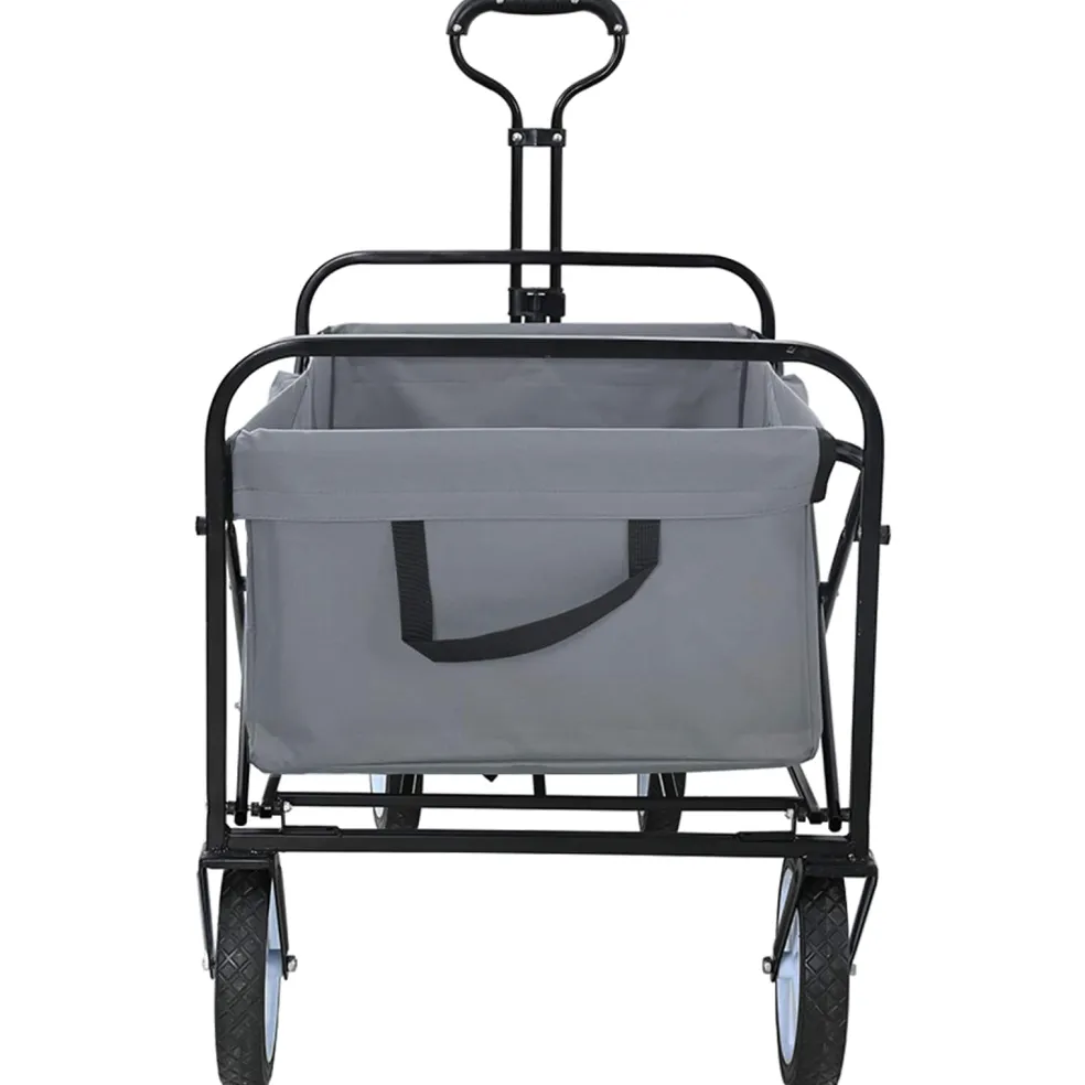 vidaXL Vouwbare winkelwagentje met remmen Grijs 94 x 53 x 99 cm