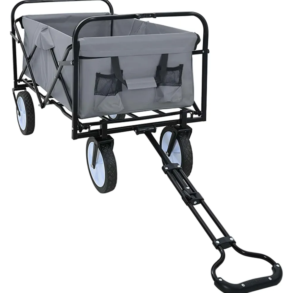 vidaXL Vouwbare winkelwagentje met remmen Grijs 94 x 53 x 99 cm