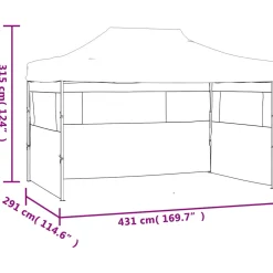 vidaXL Vouwtent met 3 wanden 431x291x315 cm antraciet