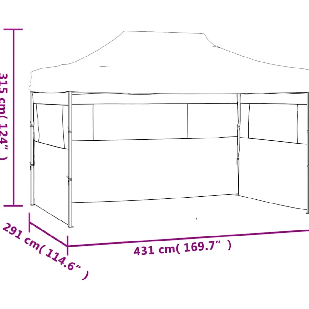 vidaXL Vouwtent met 3 wanden 431x291x315 cm antraciet