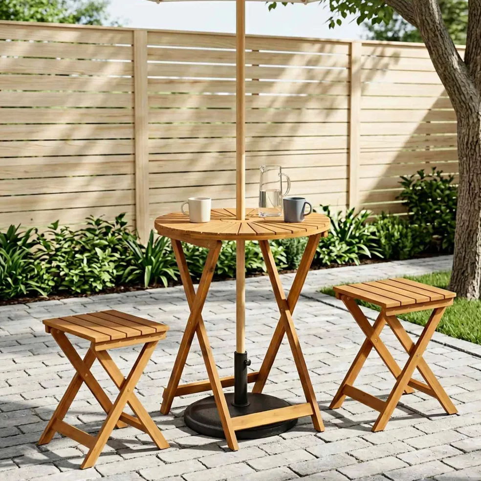 vidaXL Vouw Tuin Tafel Naturel Ø60 x 75 cm Massief Acaciahout